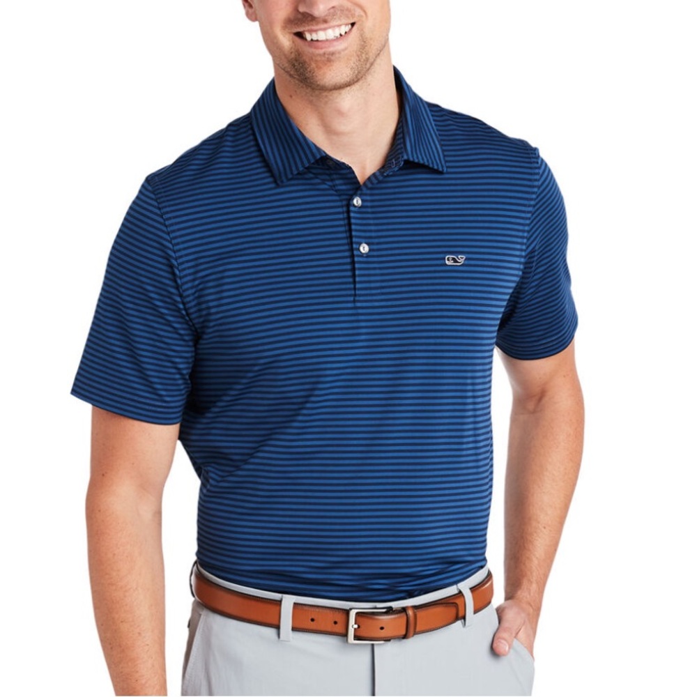 Vineyard Vines Men's Navy Striped Polo
